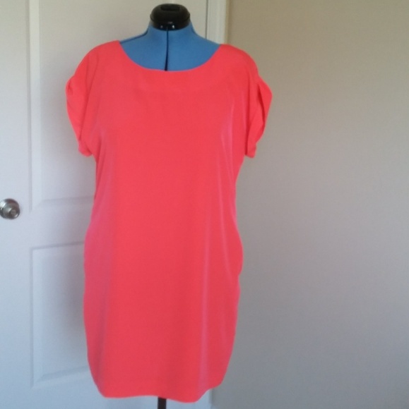 Neon Coral Shift Dress